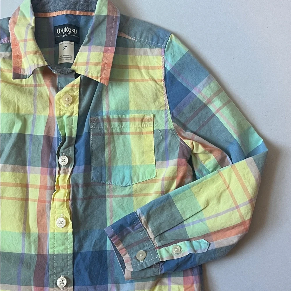 OshKosh B'gosh Pastel Plaid Button-Down Shirt - Yellow, Blue & Pink